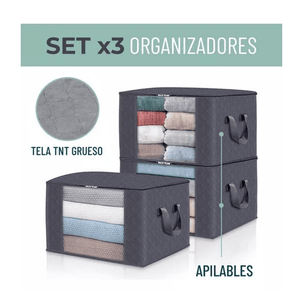 6 Unidades Organizador De Bolsas Almacenamiento De Ropa Gris TN  4