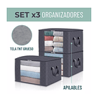 3 Unidades Organizador De Bolsas Almacenamiento De Ropa Gris  TN  4