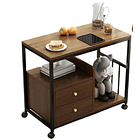 Mesa Auxiliar Con Cajones Mueble Multiuso Estación De Café  1