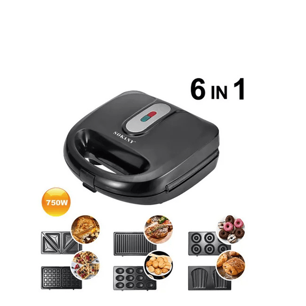 Multifunción 6 En 1 Sándwich Torta Panini Donut Waffle Color Fix 1