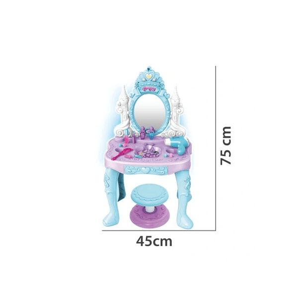 Juego Tocador De Niñas Con Espejo Accesorios De Princesa Azul SKU LC 4