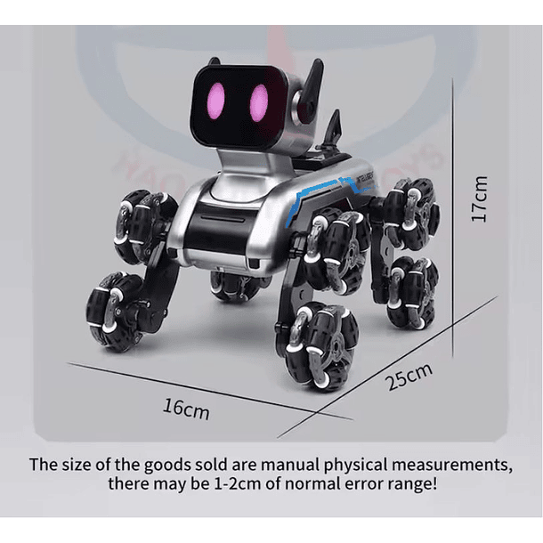Perro Robot Mecánico Interactivo con Control Remoto y Ruedas LED  SK  4
