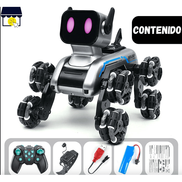 Perro Robot Mecánico Interactivo con Control Remoto y Ruedas LED  SK  5