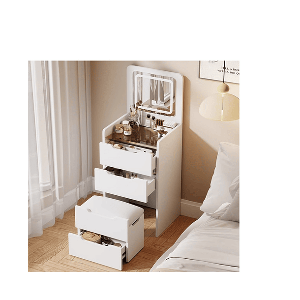 Tocador De Lujo Con Espejo Y Luz Incorporada Y Taburete    3