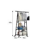 Perchero Pie Con Ruedas 2 Estantes Organizador Negro 160x55  CF 2293 2