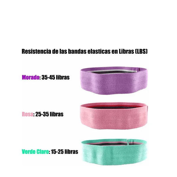 Bandas Elásticas Ejercicio Pro 3 Pcs De Tela Con Bolso Yoga Gianpa  NL-3339  2