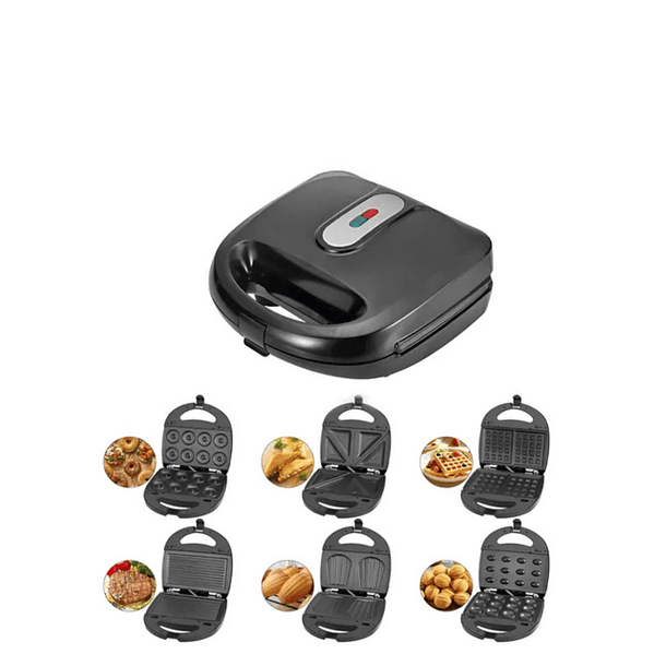 Máquinas De Donas Familiar Mini Desayunar 6 En 1 Color Negro 1