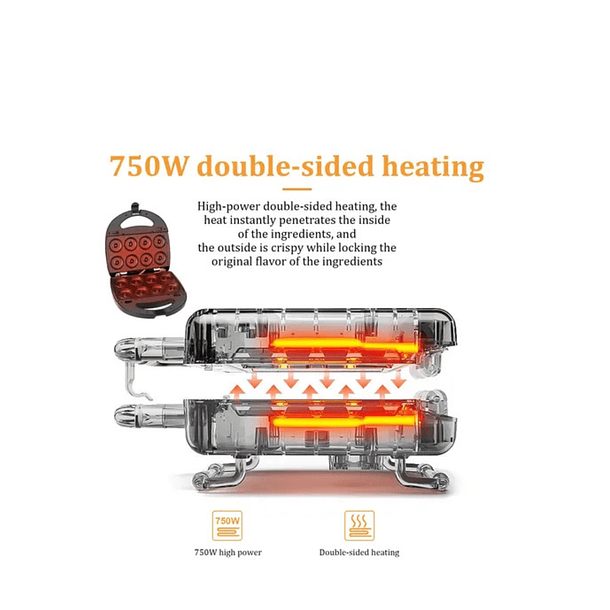 Máquinas De Donas Familiar Mini Desayunar 6 En 1 Color Negro 2