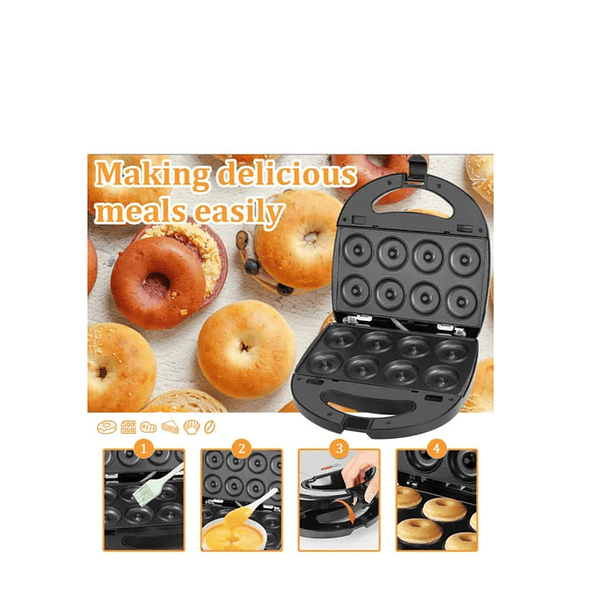 Máquinas De Donas Familiar Mini Desayunar 6 En 1 Color Negro 3
