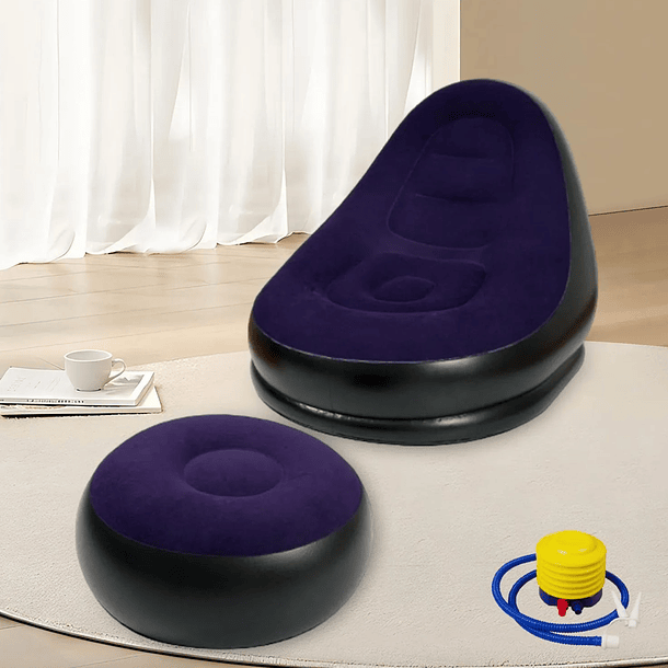 Sofa De Ocio Inflable Con Reposa Pies Silla Puff Colores SKU CN 3