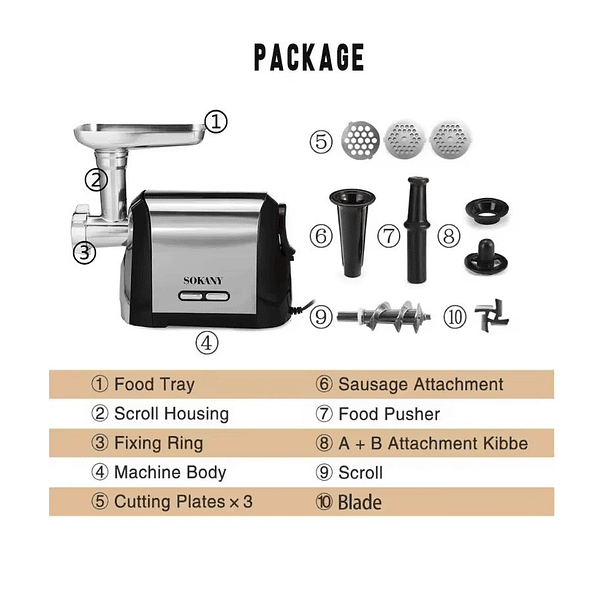 Picadora Electrica Moledor De Carne 3200w Sokany 088  SK  3