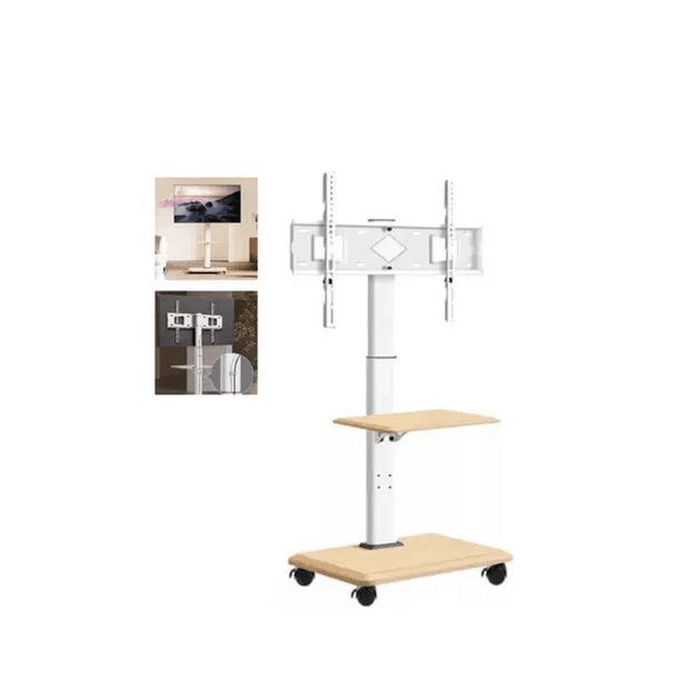 Soporte Tv Rack Movil Con Ruedas 32 A 75 Base Pedestal Stand  BLANCO   1