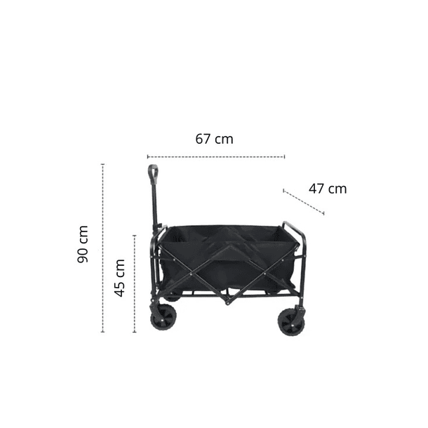 Carrito Plegable Organizador Camping Verano Carga Pequeño Color negro TN 2