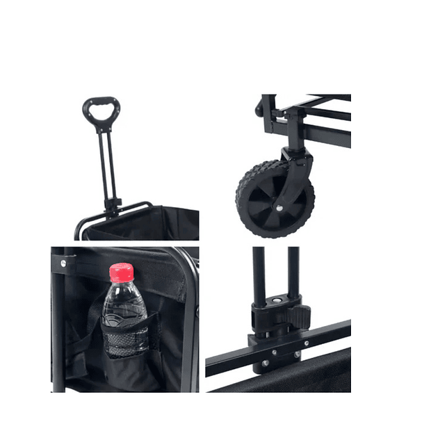Carrito Plegable Organizador Camping Verano Carga Pequeño Color negro TN 3