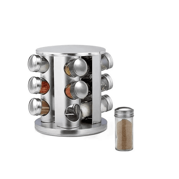 Especiero Giratorio Organizador Para Especias Condimenteros Color Plateado SKU: TN  1