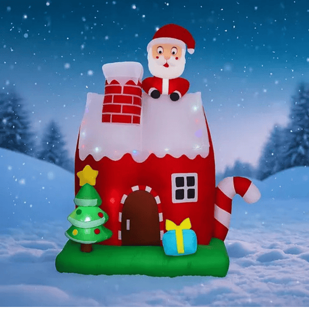 Inflable Navideño Viejo Pascuero Chimenea De 210cm 2