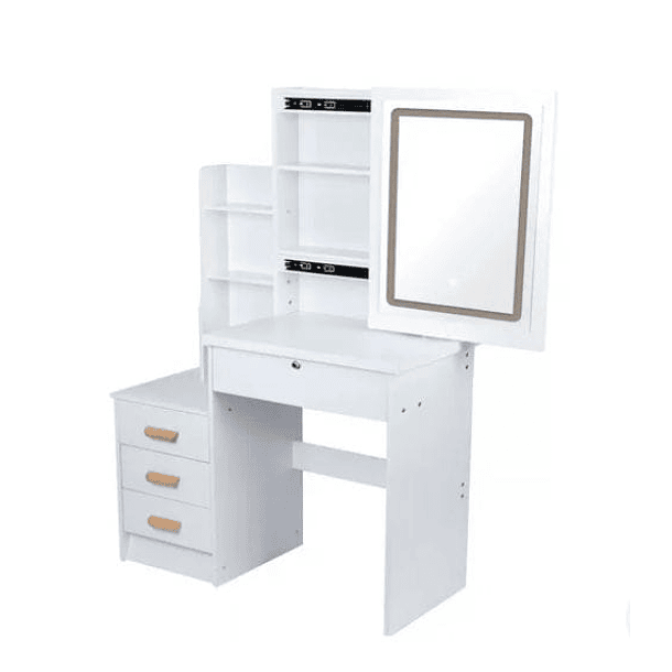 Tocador con Espejo Silla de Madera Ideal para Recamaras Blanco NL Cod 9150 1