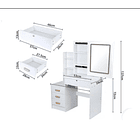 Tocador con Espejo Silla de Madera Ideal para Recamaras Blanco NL Cod 9150 3