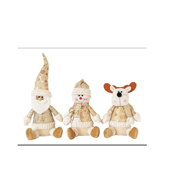 Pack 3 Muñecos Navideños Dorados Papá Noel Sentado en la Nieve (LC ) (Cod JPR 2447) 2