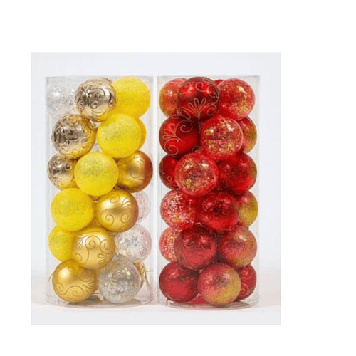Esferas Navideñas 10cm (24p)colores Amarillo Y Rojo clasico  LC CODJPQ333