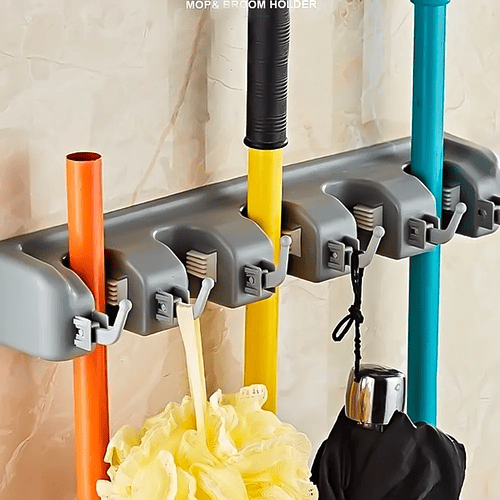 Colgador De Escobas Y Utiles De Aseo Con Ganchos Organizador  NL  0002 