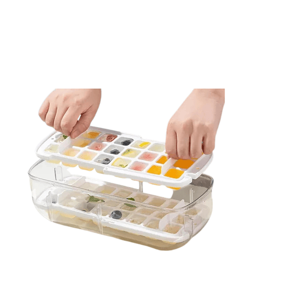 Bandeja Hielera Silicona Molde Para Cubos De Hielo 2 En 1 1