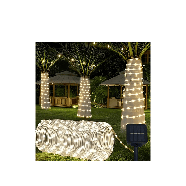 Guirnaldas Luces Navidad Solar 12m 100 Led Exterior SKU: CF  3