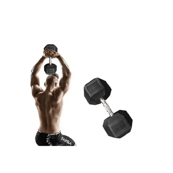 Mancuerna Hexagonal De Acero Cubierta En Caucho De 10kg 1