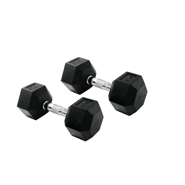 Mancuerna Hexagonal De Acero Cubierta En Caucho De 10kg 3