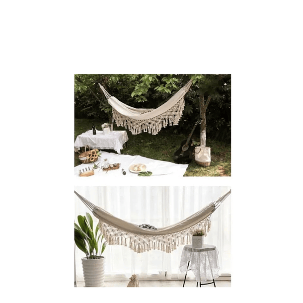 Hamaca Con Borlas Para Exteriores  BEIGE 150x200cm CF  4