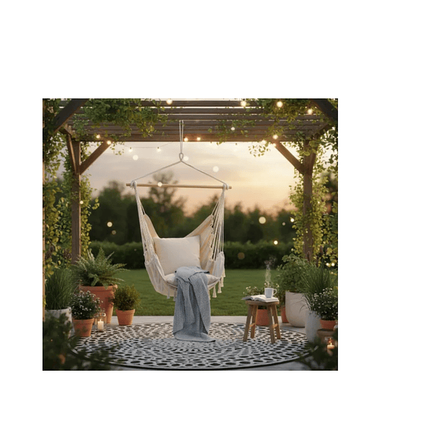 Hamaca Sillon Giratoria Ideal Para Jardin   en colores  Beige, Negro, Gris CF  10
