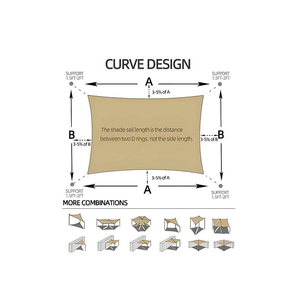 Toldo Vela Sombreadora 5x5 Rectangular Beige CN  3