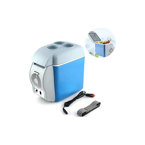 Mini Cooler Refrigerador Portatil Automovil Pervoi 7.5l Color Azul Con Gris TC 