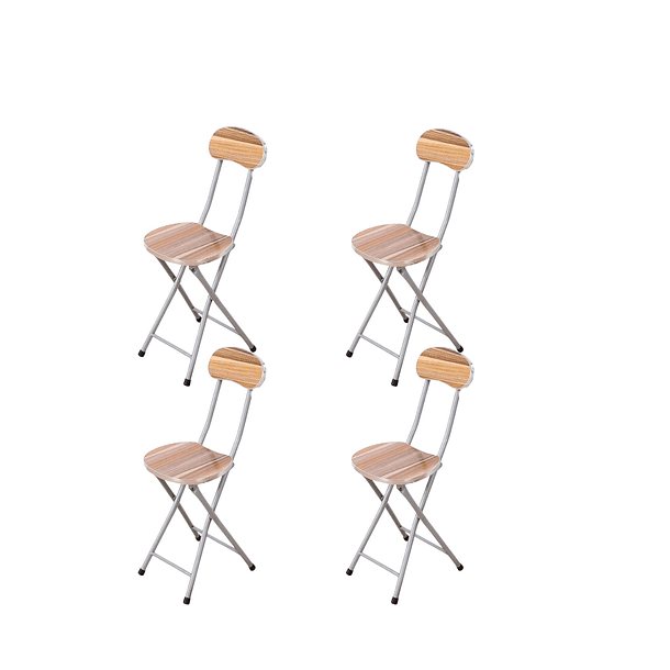 Pack 4 Silla Taburete Simil Madera Plegable 70x34cm Marrón TN  1