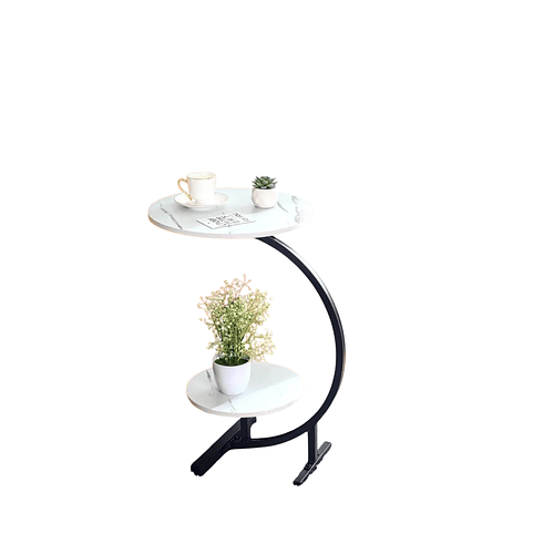 Mesa Auxiliar Dos Niveles Con Efecto Mármol Elegante Moderna TN 36212