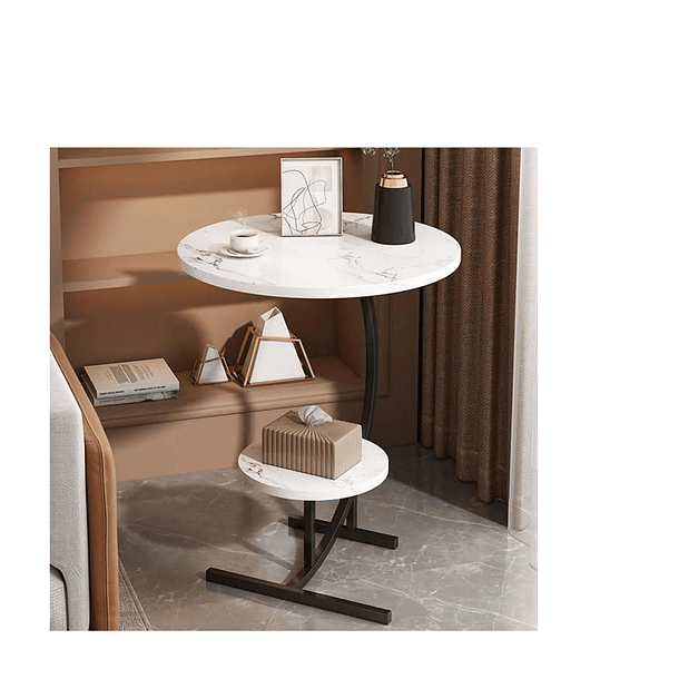 Mesa Auxiliar Dos Niveles Con Efecto Mármol Elegante Moderna TN 36212 8