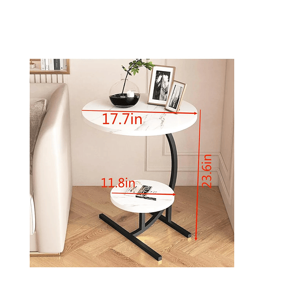 Mesa Auxiliar Dos Niveles Con Efecto Mármol Elegante Moderna TN 36212 9