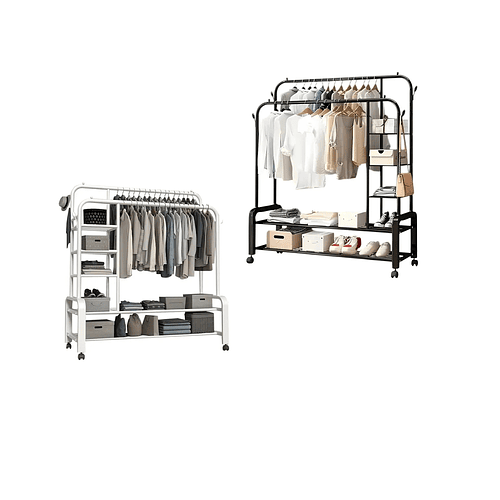 Perchero Organizador Colgante Ropa Doble Barra Tendedero 68k Color Blanco CN 