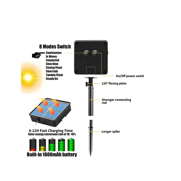 Manguera Led Solar  Led 50 Metros Luz Calida Navidad  CF 211097 3