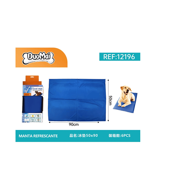 Manta Refrescante Gel Frio 50x90 Talla L Para Mascotas Azul CN  3