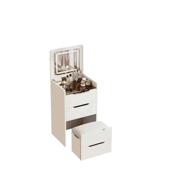 Tocador De Lujo Con Espejo Y Luz Incorporada Y Taburete Blanco TC  1