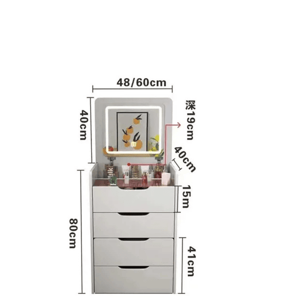 Tocador De Lujo Con Espejo Y Luz Incorporada Y Taburete Blanco TC  2