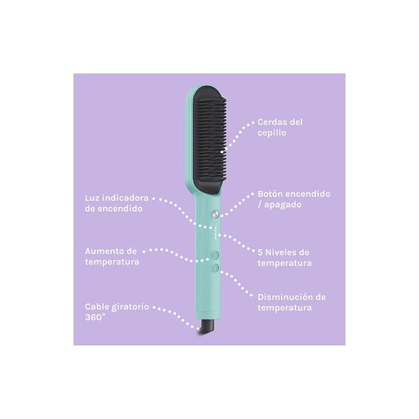 Cepillo Alisador De Cabello Mint Turquesa CF  2