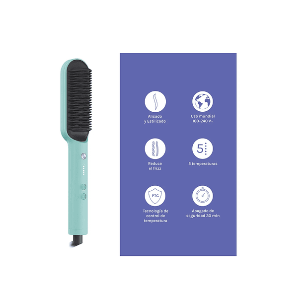 Cepillo Alisador De Cabello Mint Turquesa CF  4