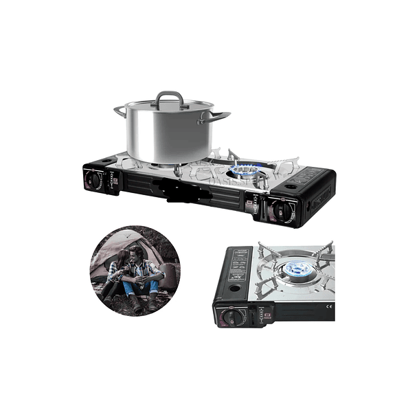 Cocinilla Cocina 2 Plato A Gas Color Negro Portatil NL 0092  2