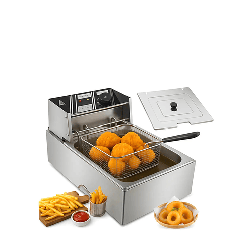 Freidora Eléctrica 2500w Gran Capacidad 6l Acero Inoxidable Plateado