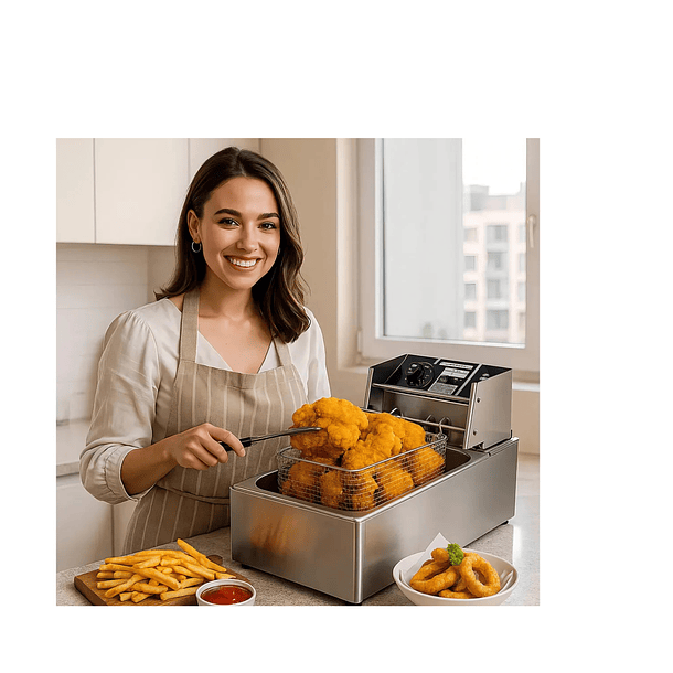 Freidora Eléctrica 2500w Gran Capacidad 6l Acero Inoxidable Plateado 2