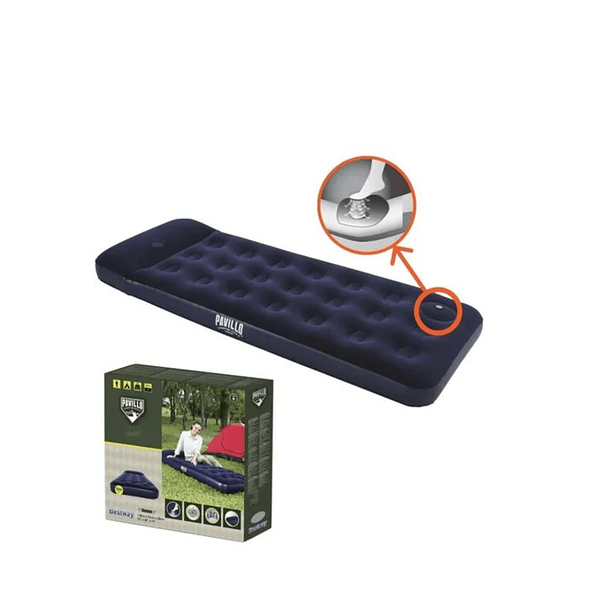 Colchon Inflable 1 Plaza 185x76x28 - Inflador Incorporado!! Color Azul  1