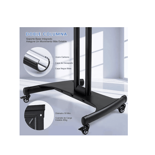 Soporte Tv Con Ruedas Portátil Ajustable De Piso 35 A 85 4