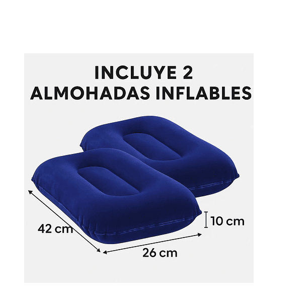 Colchón Cama Inflable 2 Plazas 2 Almohadas Inflador Bestway 3